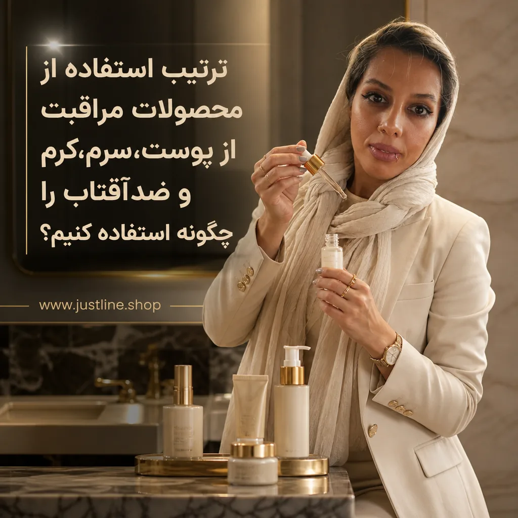 ترتیب استفاده از محصولات مراقبت از پوست،سرم،کرم و ضدآفتاب را چگونه استفاده کنیم؟ - جاست لاین